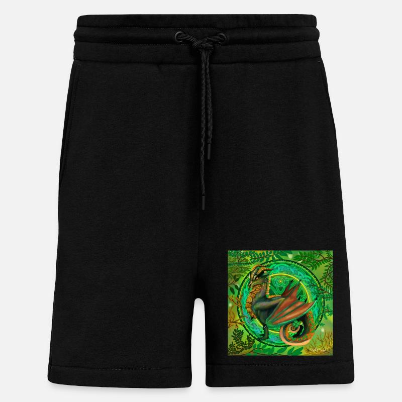 dragon vert forestier - Short bio décontracté fabriqué en UE - SOLID BLACK