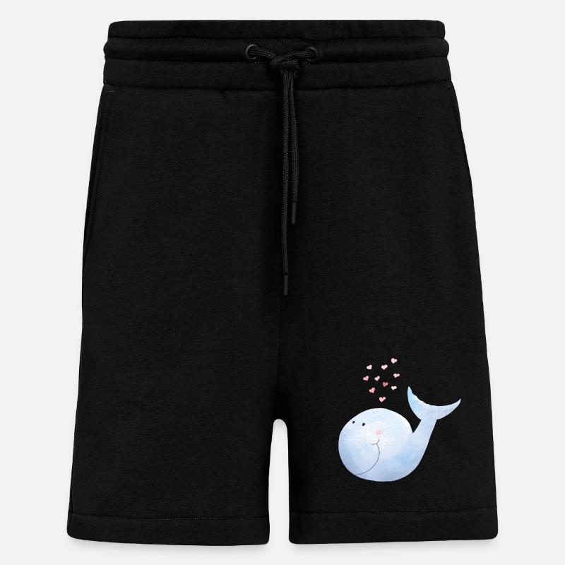 Wal versprüht Herzen I Blauwal Comic - Shorts - made by SPREAD - SOLID BLACK