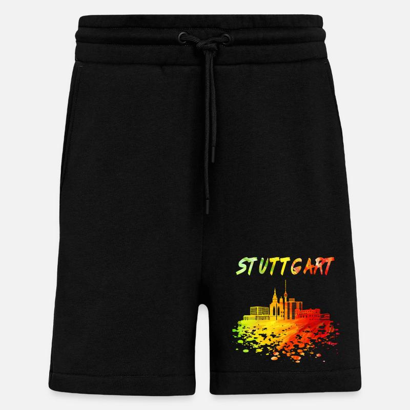 Stuttgart Skyline / Schwaben Stadt Schwarzwald - Shorts - made by SPREAD - SOLID BLACK