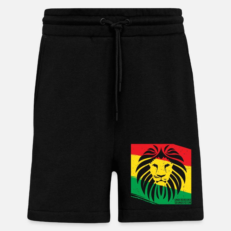 Löwe im Rasta Stil - Shorts - made by SPREAD - SOLID BLACK