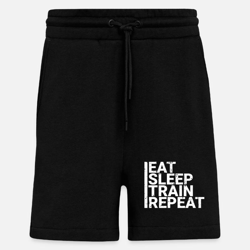 Eat Sleep Train Repeat - Shorts - made by SPREAD - SOLID BLACK