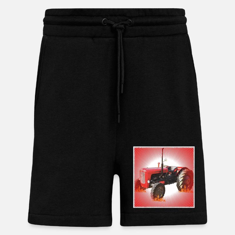 Red Tractor with Radiant Pattern - Shorts - made by SPREAD - SOLID BLACK