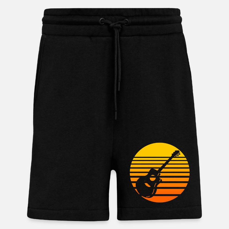 Retro sunset with guitar design - Shorts - made by SPREAD - SOLID BLACK