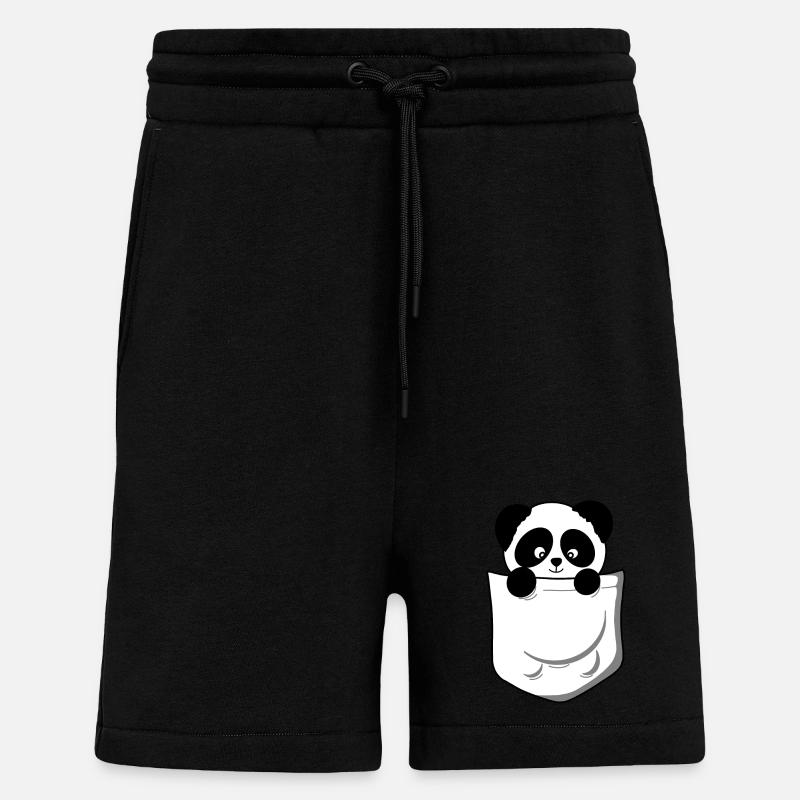 Panda panda ours poche drôle mignon - Short bio décontracté fabriqué en UE - SOLID BLACK