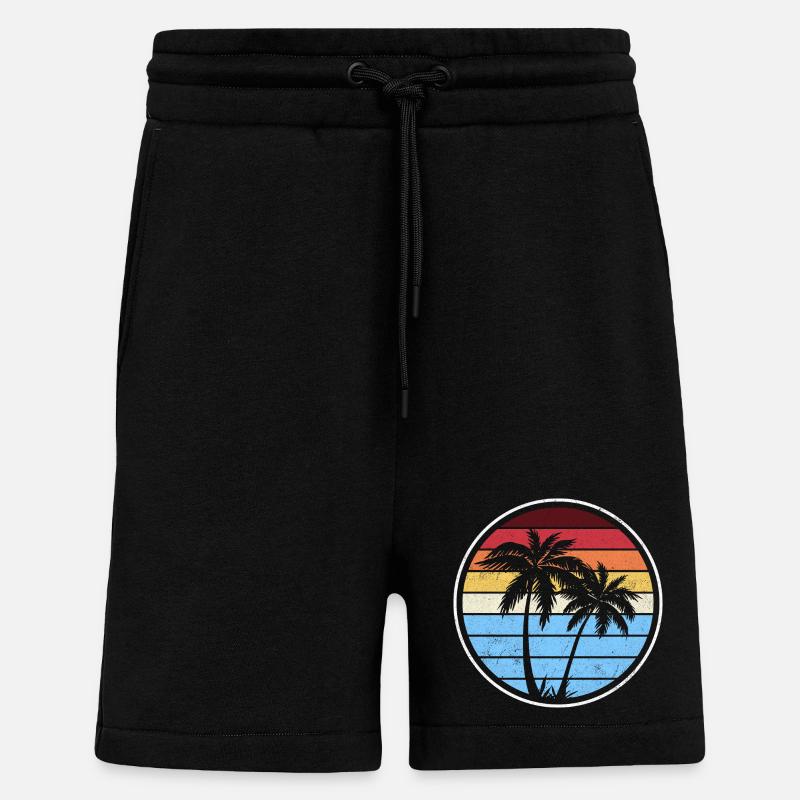 Retro Palm Sunset Circle - Shorts - made by SPREAD - SOLID BLACK