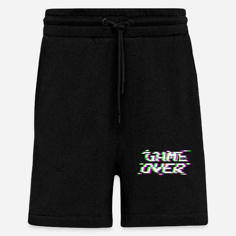 Game Over Glitch - Short bio décontracté fabriqué en UE - SOLID BLACK