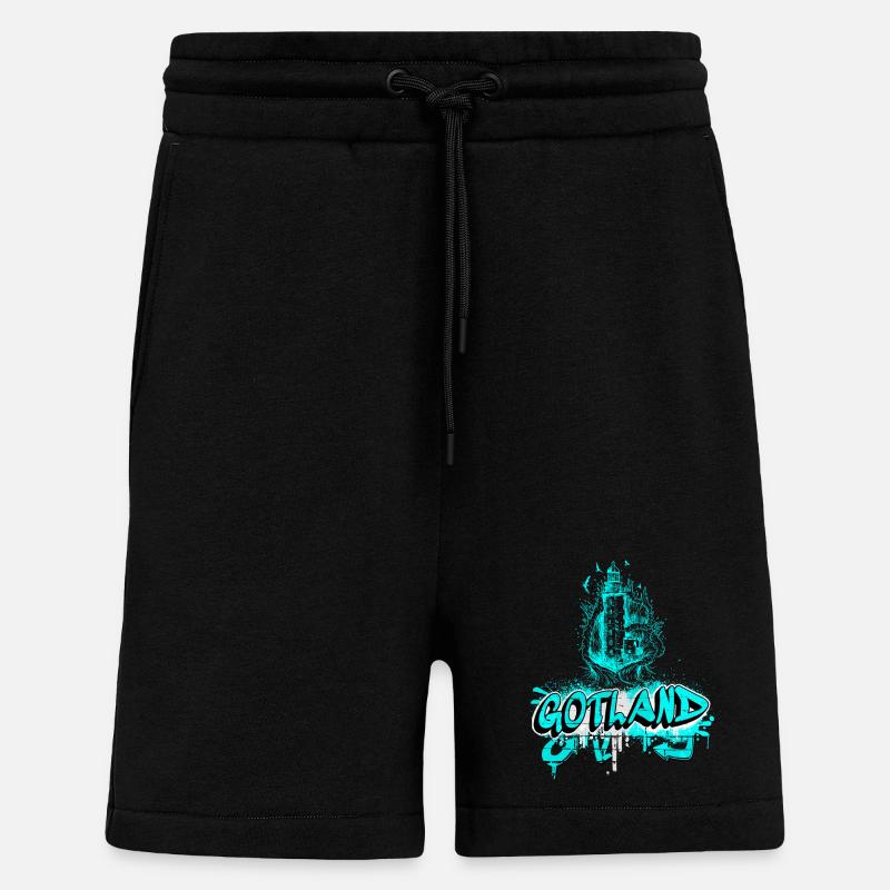Gotland Graffiti Leuchtturm Design - Shorts - made by SPREAD - SOLID BLACK