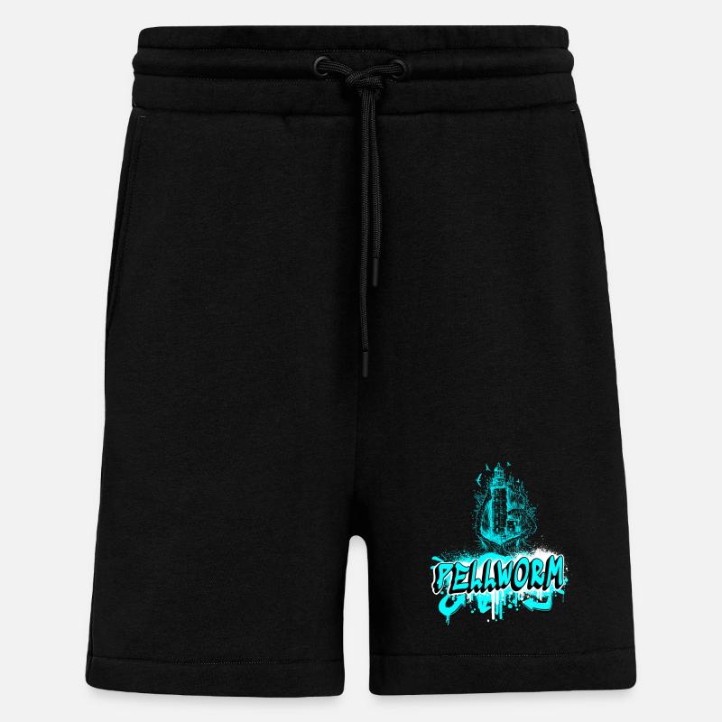 Pellworm lighthouse graffiti design - Shorts - made by SPREAD - SOLID BLACK