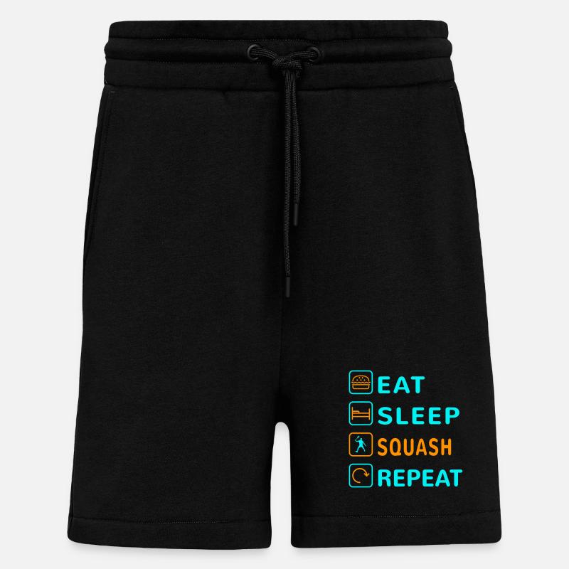 Essen. Schlafen. Squash. Wiederholen Design - Shorts - made by SPREAD - SOLID BLACK