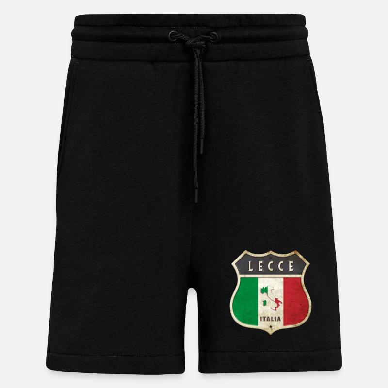 Lecce Italie Armoiries Drapeaux Design - Short bio décontracté fabriqué en UE - SOLID BLACK