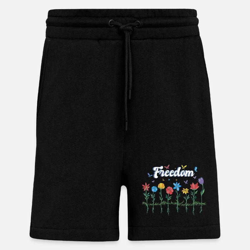 Liberté Fleurs Papillons Liberté Design - Short bio décontracté fabriqué en UE - SOLID BLACK
