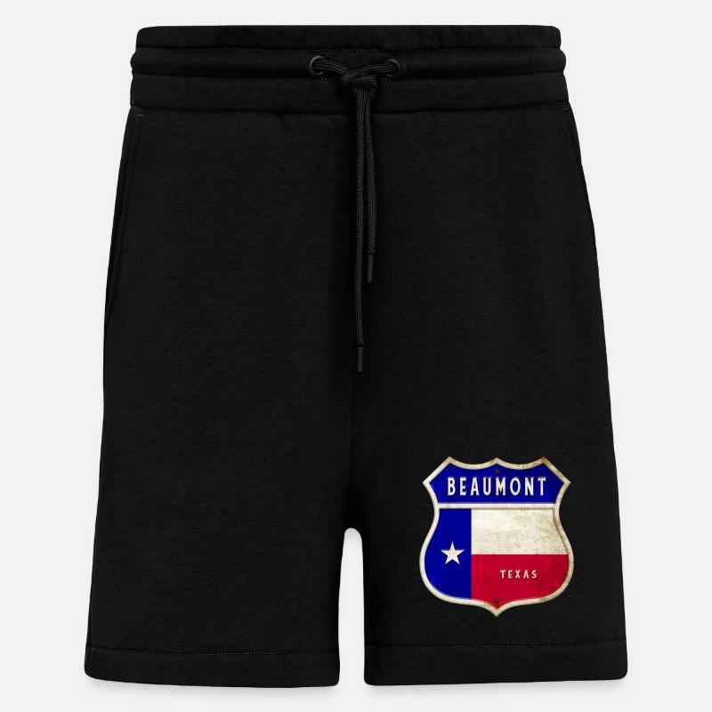 Drapeaux de l'écusson Beaumont Texas - Short bio décontracté fabriqué en UE - SOLID BLACK