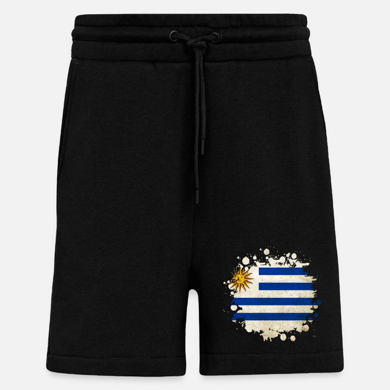 Uruguay Klecks Flag Design - Short bio décontracté fabriqué en UE - SOLID BLACK