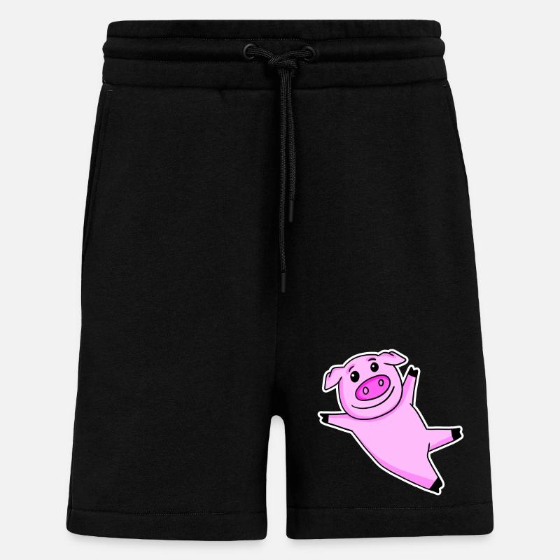 Cochon mignon - Short bio décontracté fabriqué en UE - SOLID BLACK