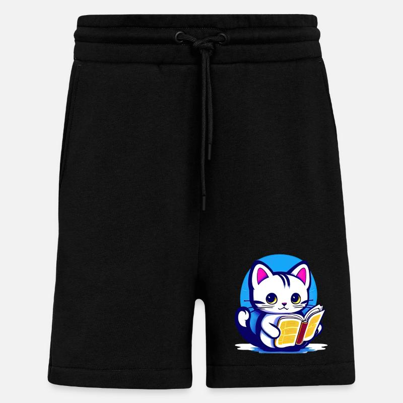 Katze liest ein Buch - Shorts - made by SPREAD - SOLID BLACK