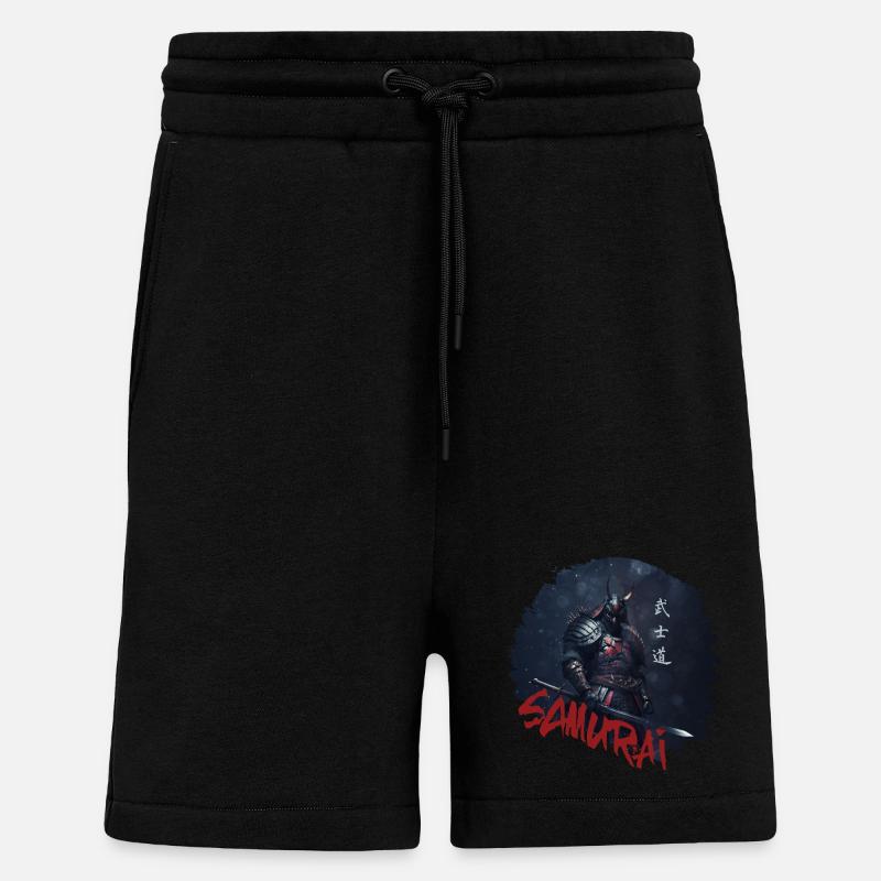 Samurai Warrior with Katana - Shorts - made by SPREAD - SOLID BLACK