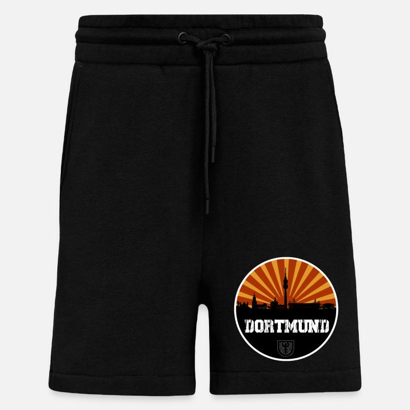 Dortmund Skyline Rétro - Short bio décontracté fabriqué en UE - SOLID BLACK