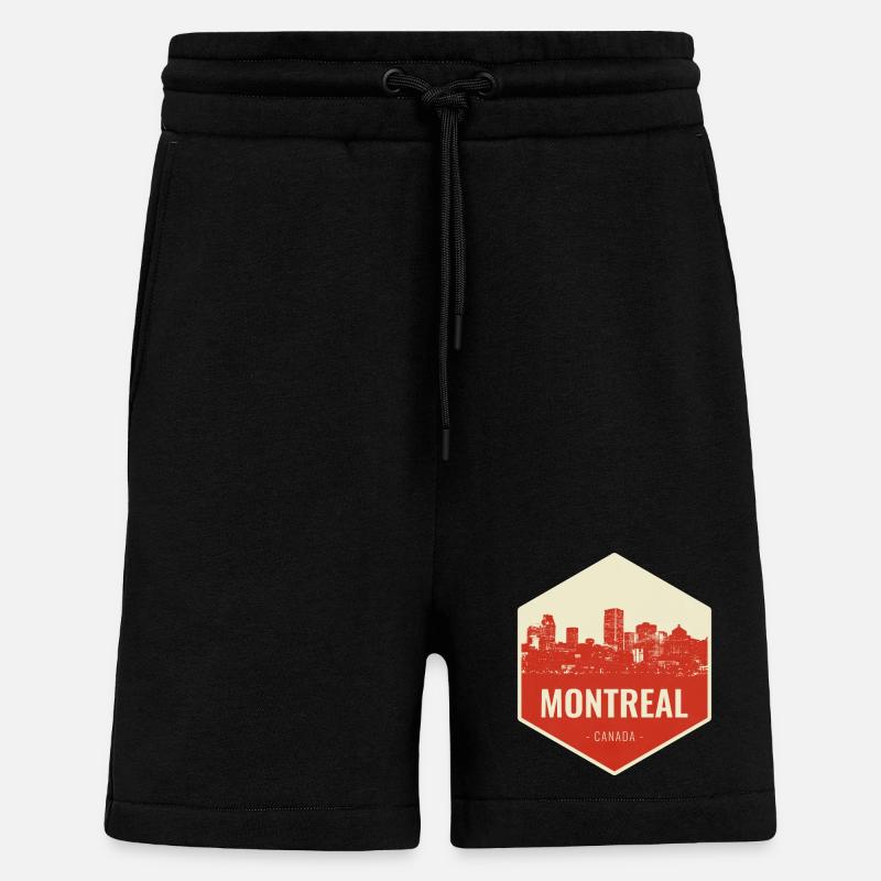 Écusson rétro Montréal Skyline - Short bio décontracté fabriqué en UE - SOLID BLACK