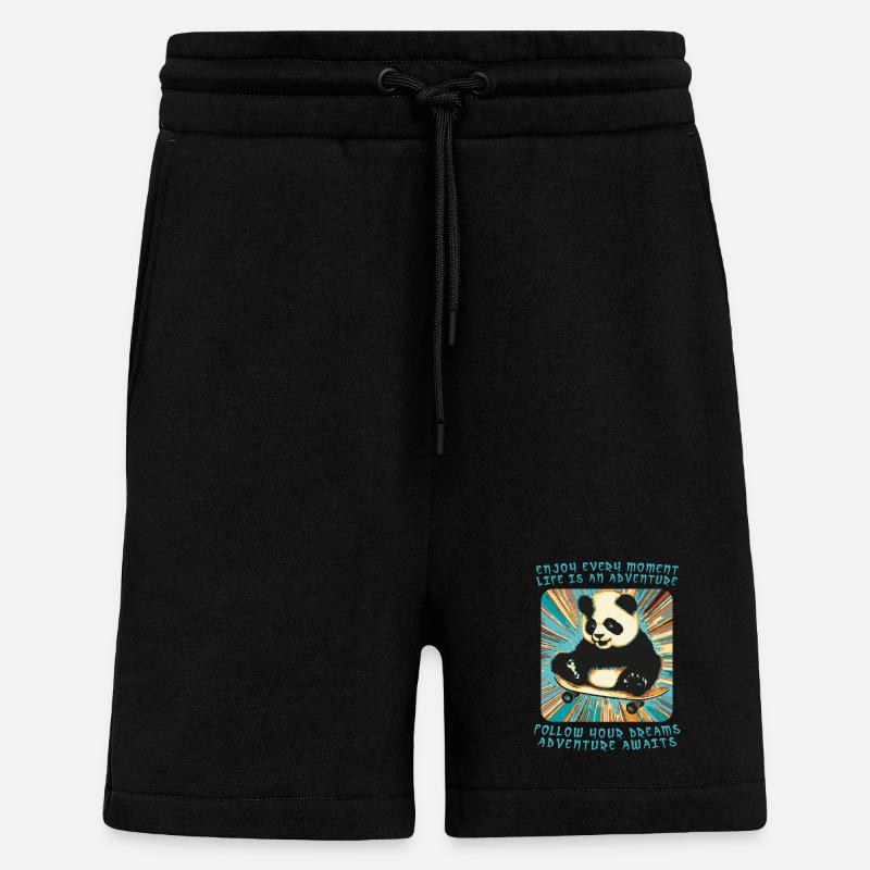 L’aventure de Panda sur roues - Short bio décontracté fabriqué en UE - SOLID BLACK