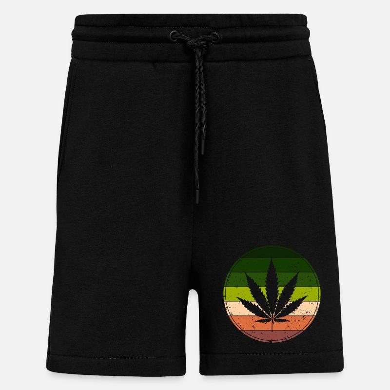 Retro Rainbow Cannabis Runde - Shorts - made by SPREAD - SOLID BLACK