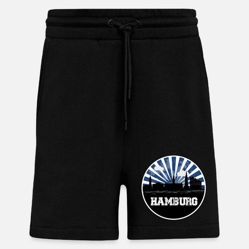 Hambourg Home Game Skyline - Short bio décontracté fabriqué en UE - SOLID BLACK