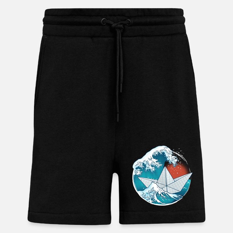 Bateau en papier origami - Short bio décontracté fabriqué en UE - SOLID BLACK