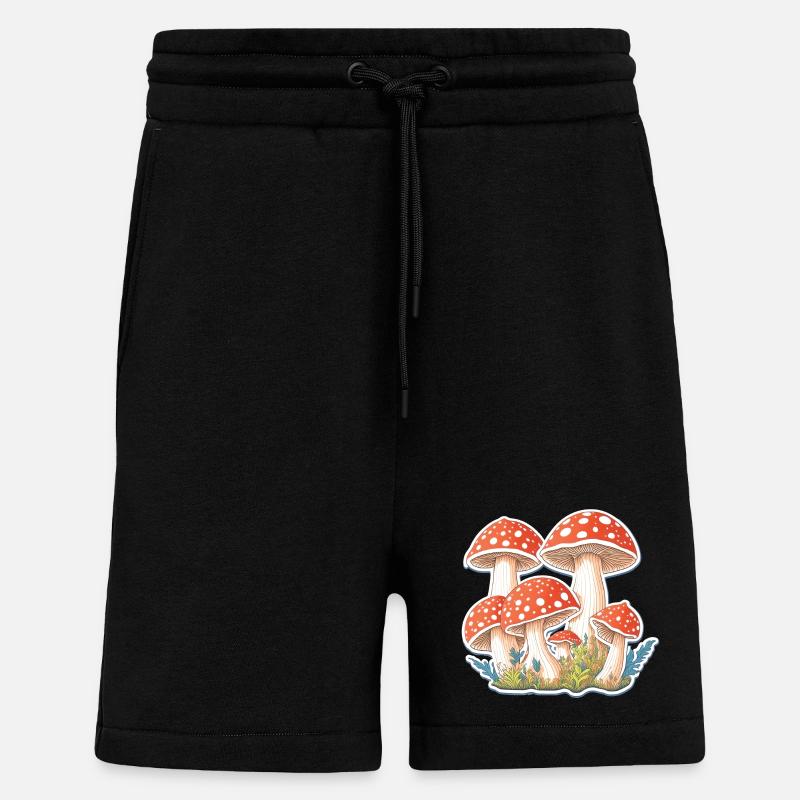 Toadstools, mushrooms - Shorts - made by SPREAD - SOLID BLACK