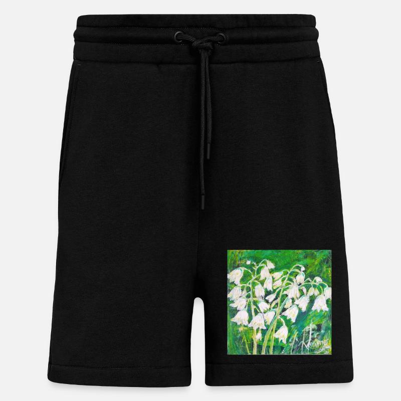 Maiglöckchen im impressionistischen Stil - Shorts - made by SPREAD - SOLID BLACK