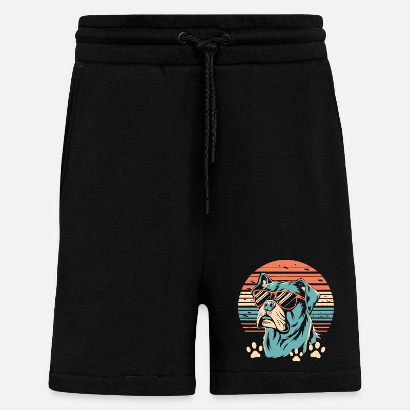 Retro Sunset Hund mit Sonnenbrille - Shorts - made by SPREAD - SOLID BLACK
