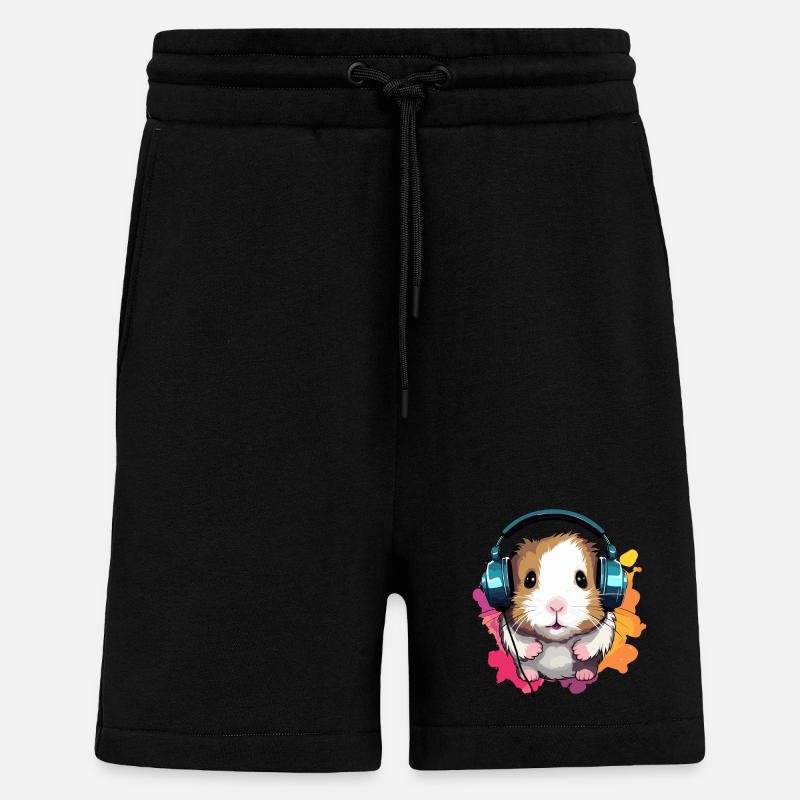 Hamster mit Kopfhörer Zwerghamster Goldhamster - Shorts - made by SPREAD - SOLID BLACK