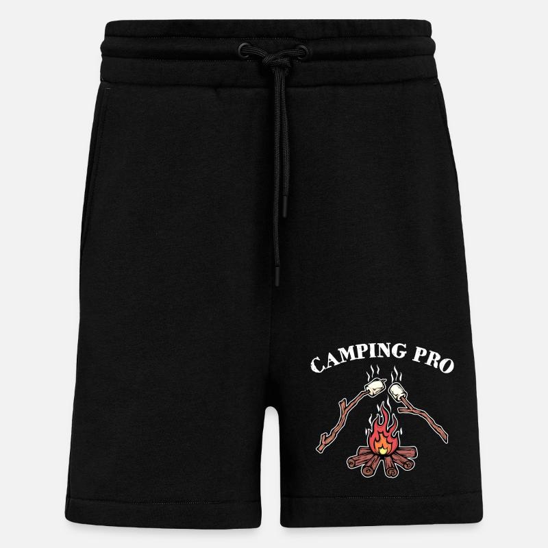 Camping Statement Campingplatz Lagerfeuer Campen - Shorts - made by SPREAD - SOLID BLACK