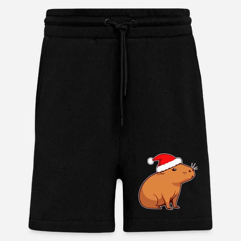 Capybara Christmas - Shorts - made by SPREAD - SOLID BLACK