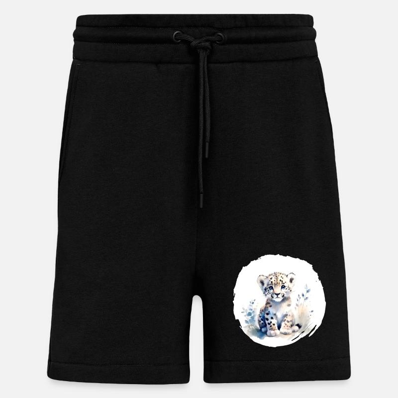 Schneeleopard Aquarell - Shorts - made by SPREAD - SOLID BLACK