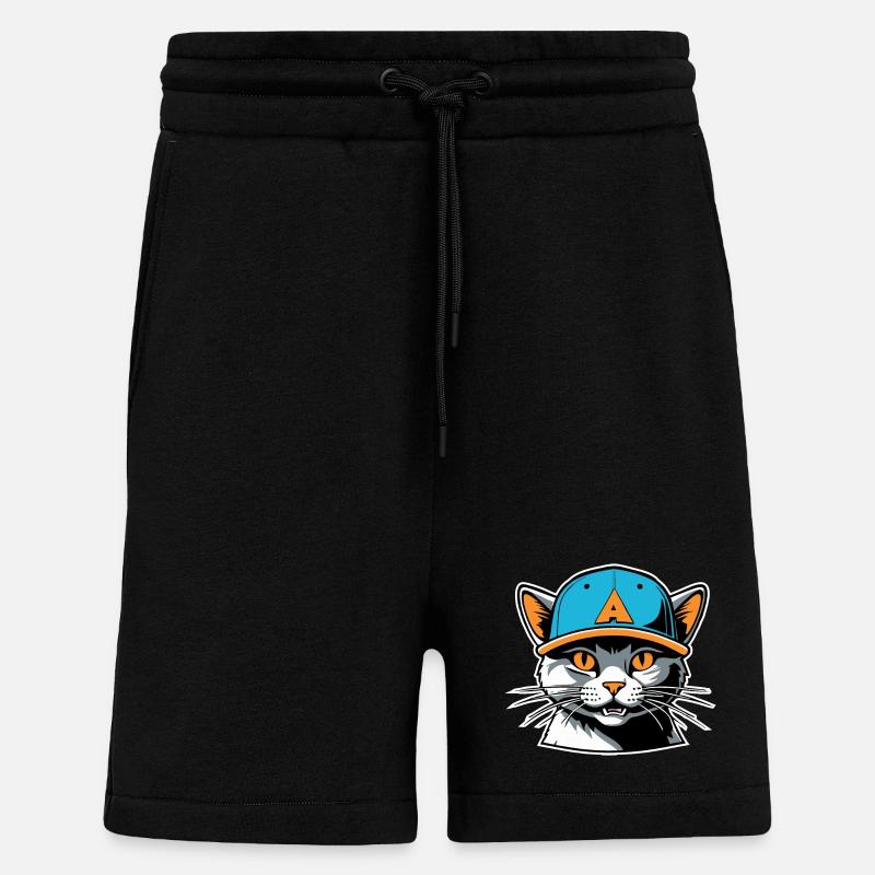 Cat in a hat - Shorts - made by SPREAD - SOLID BLACK