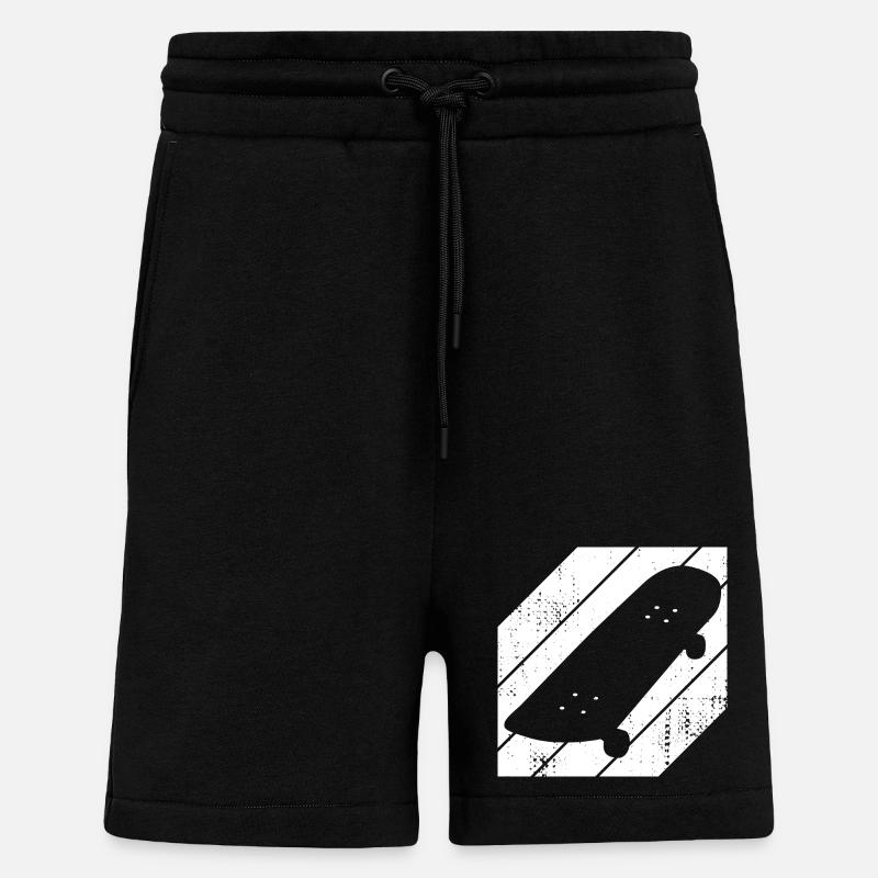 Dessin de planche à roulettes - Short bio décontracté fabriqué en UE - SOLID BLACK
