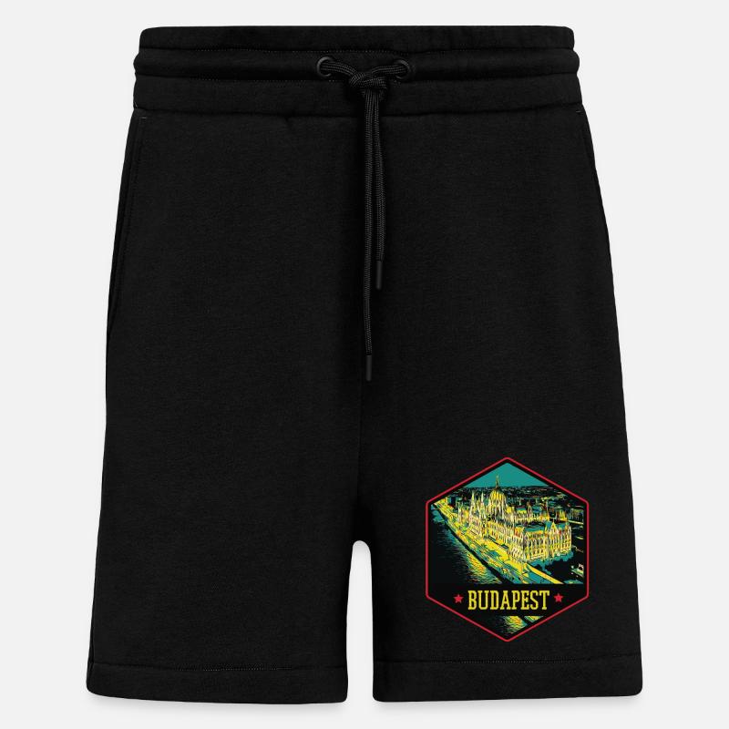 Nächtliche Illustration Historisches Budapest - Shorts - made by SPREAD - SOLID BLACK