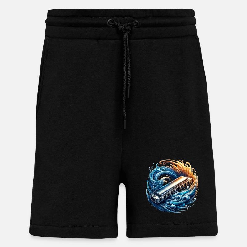 Harmonica abstract design - Shorts - made by SPREAD - SOLID BLACK