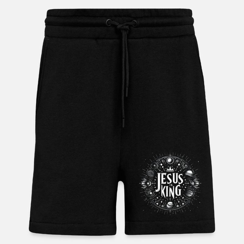 Jesus is King Circle Design - Shorts - made by SPREAD - SOLID BLACK