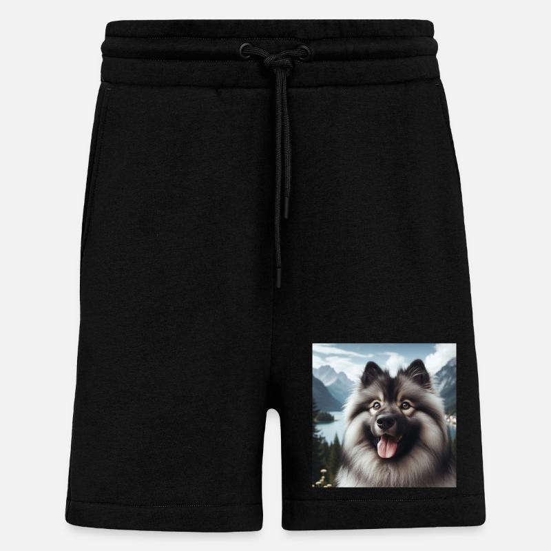 Joyeux Wolfspitz - Short bio décontracté fabriqué en UE - SOLID BLACK