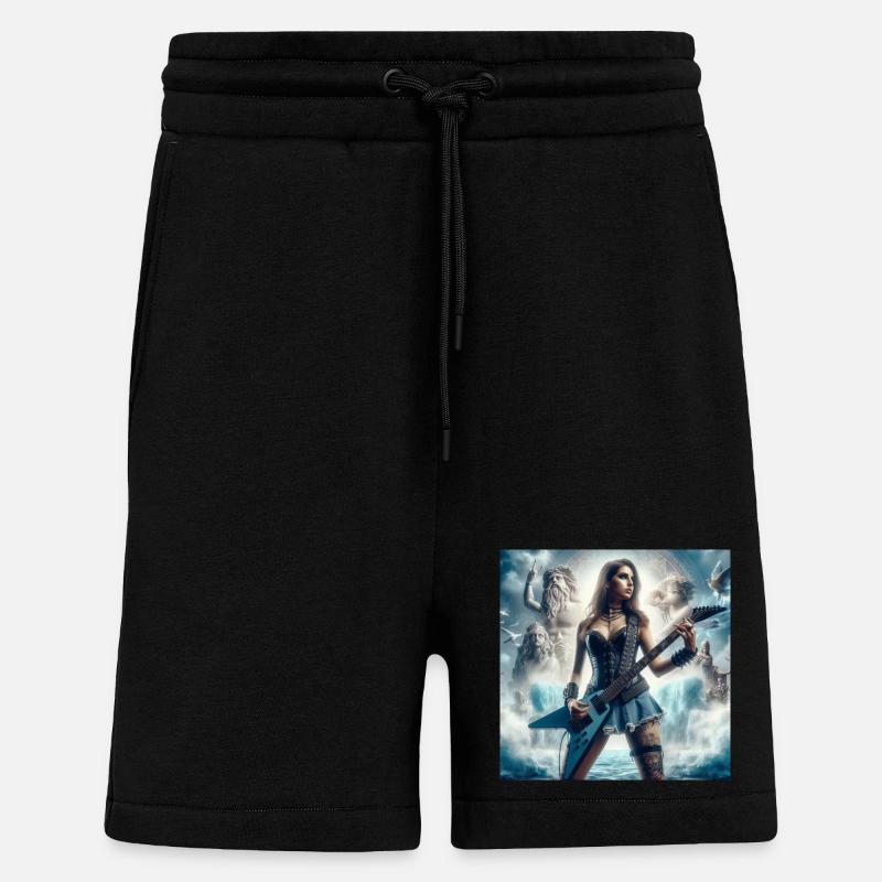 Guitariste avec Poséidon - Short bio décontracté fabriqué en UE - SOLID BLACK