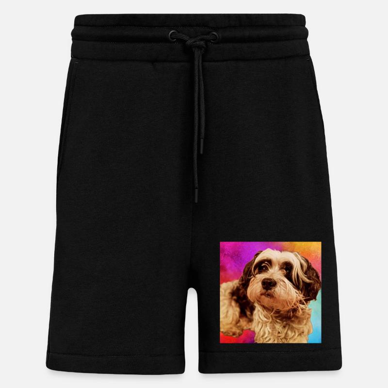Hundeporträt mit buntem Hintergrund - Shorts - made by SPREAD - SOLID BLACK