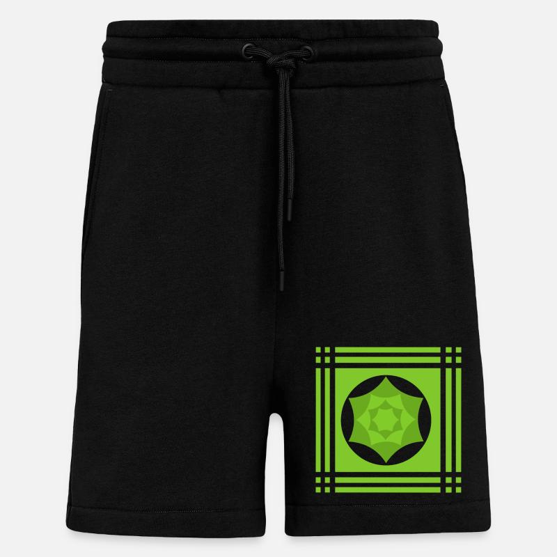 Jeu géométrique de couleurs en vert - Short bio décontracté fabriqué en UE - SOLID BLACK