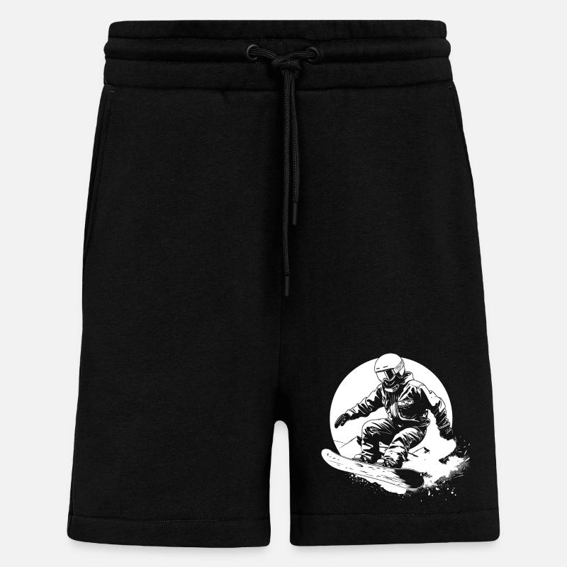 Dessin de snowboarder - Short bio décontracté fabriqué en UE - SOLID BLACK
