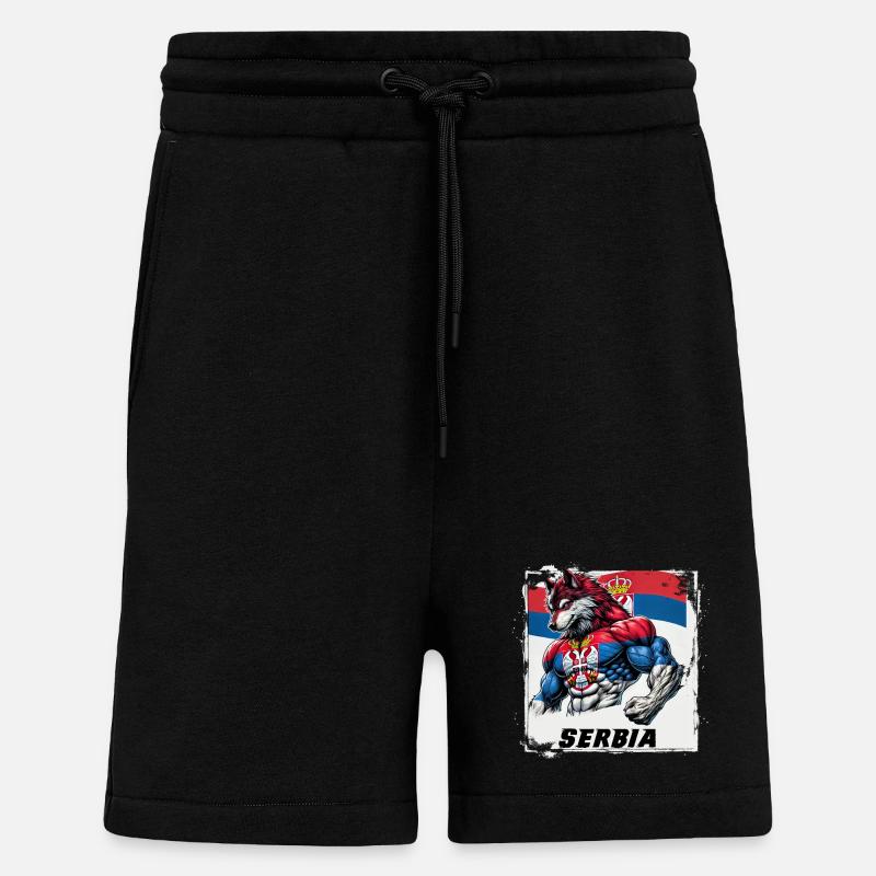 Serbien Wolf Flaggen Design - Shorts - made by SPREAD - SOLID BLACK