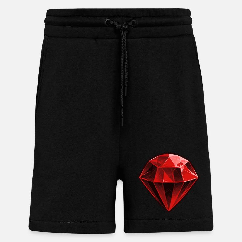 Precious Red Ruby Gemstone - Shorts - made by SPREAD - SOLID BLACK