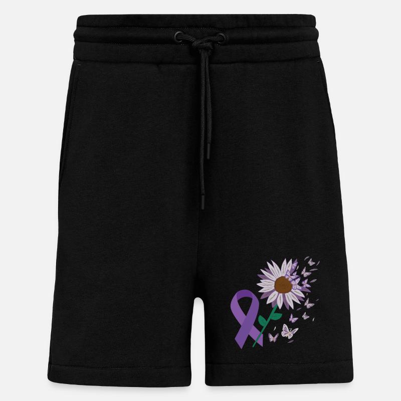 épilepsie violet arc fleur papillon - Short bio décontracté fabriqué en UE - SOLID BLACK