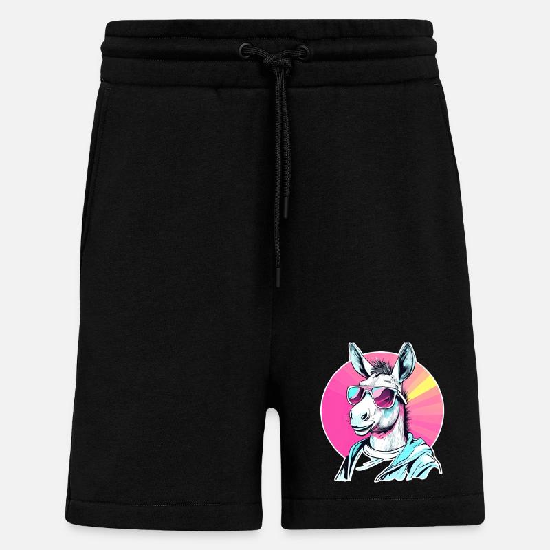 Sweat à capuche Pull Town Art avec lunettes de soleil - Short bio décontracté fabriqué en UE - SOLID BLACK