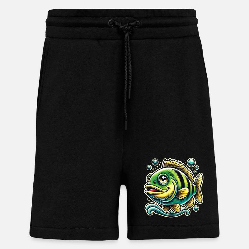 Design Perch River Bass - Short bio décontracté fabriqué en UE - SOLID BLACK