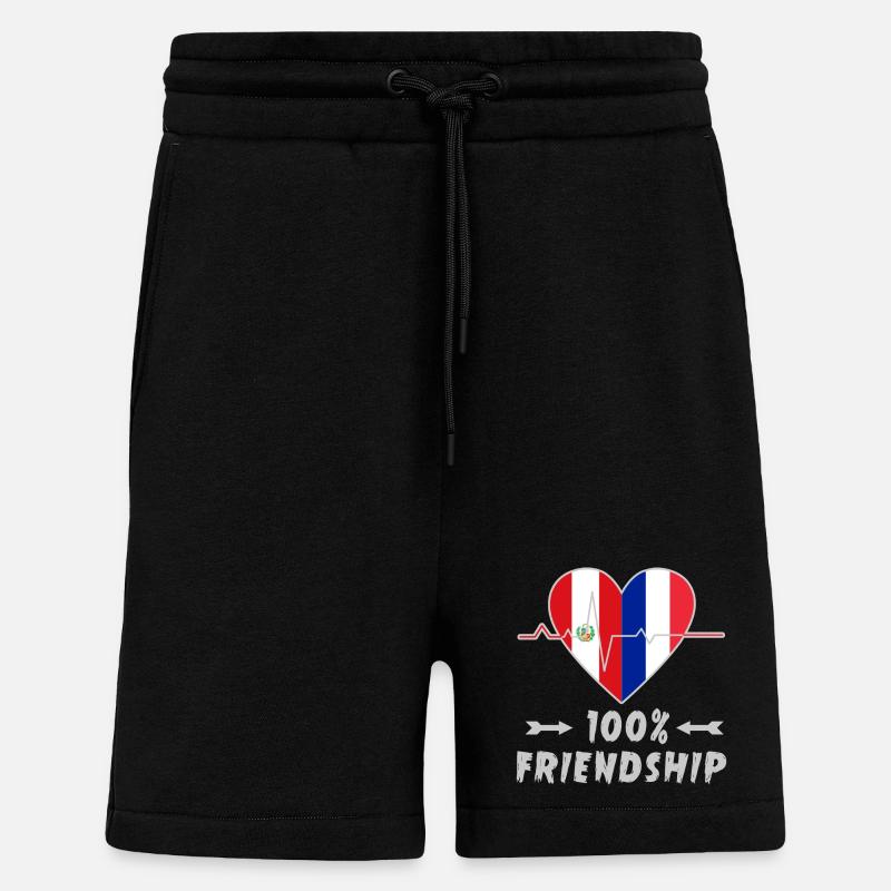 Peru und Frankreich 100% Freundschaft - Shorts - made by SPREAD - SOLID BLACK
