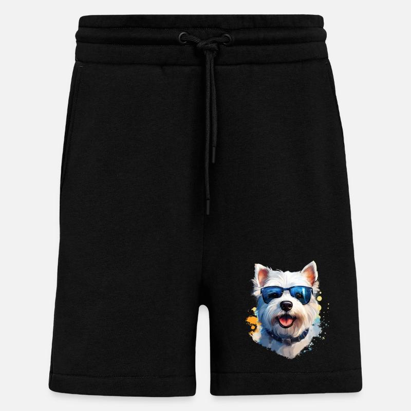Westie avec lunettes de soleil - Short bio décontracté fabriqué en UE - SOLID BLACK